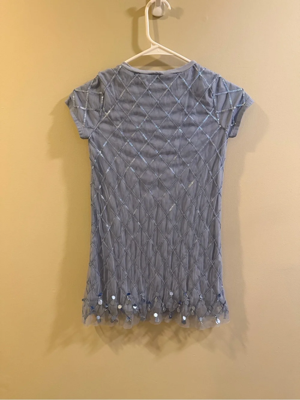 Crewcuts Light Blue Sequin Diamond-Pattern Dress